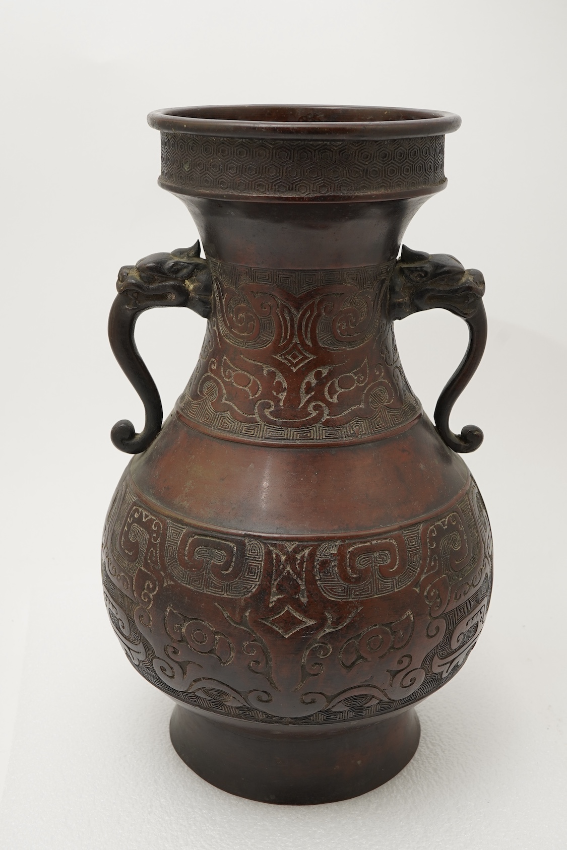 A Chinese archaistic bronze vase, hu, 19th century